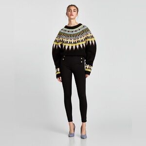 Zara Knit Oversized Jacquard Sweater
